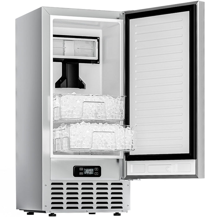 EUHOMY Under Counter Nugget Ice Maker Machine, 70Lbs/Day, Bulit-in Freestanding Ice Maker with Double Ice Baskets, Self-Cleaning & 24H Timer Ice Machine, for Home Use(Silver)