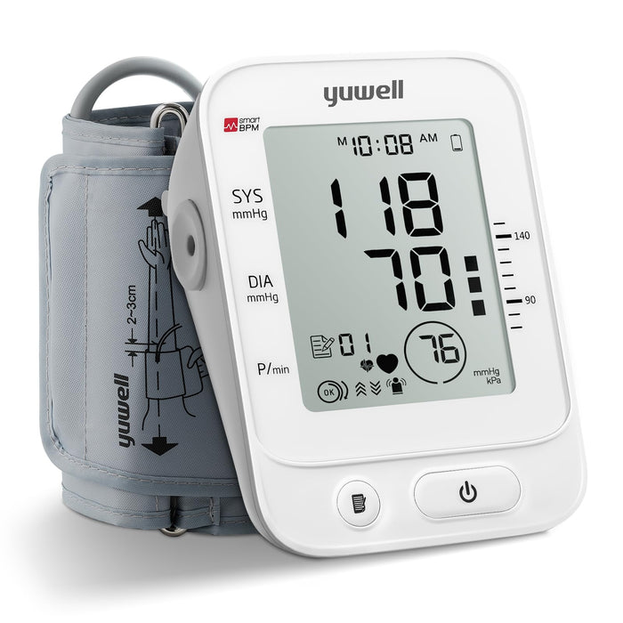 YUWELL  Blood Pressure Monitor, Large Upper Arm Blood Pressure Cuff, Digital Blood Pressure Machine for Home Use, Large Display, Stores 99 Readings, Voice Broadcasting with Power Adapter and Batteries