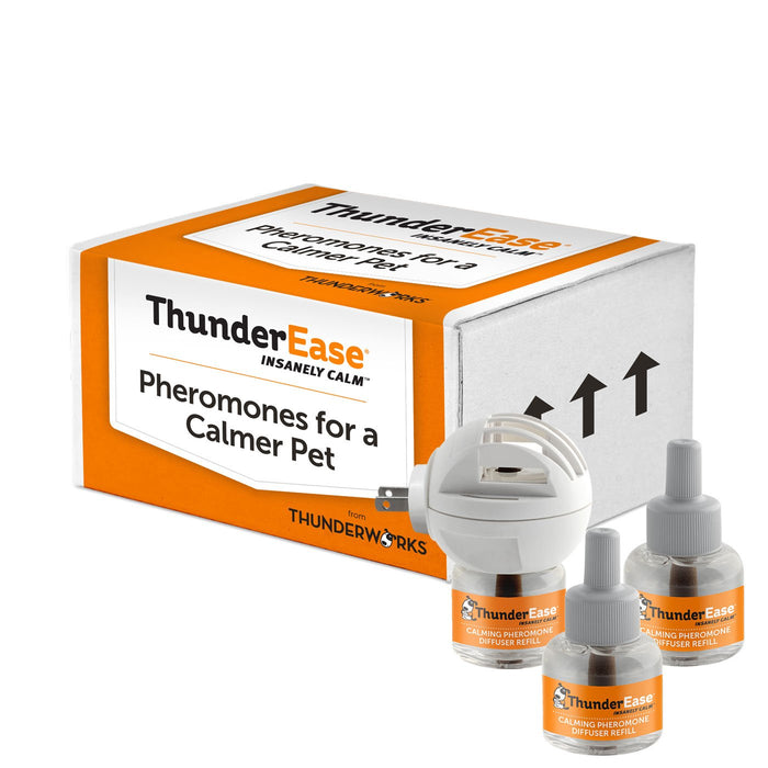 ThunderEase Dog Calming Pheromone Diffuser Kit | Powered by ADAPTIL | Vet Recommended to Relieve Separation Anxiety, Stress Barking and Chewing, and Fear of Fireworks & Thunderstorms (90 Day Supply)