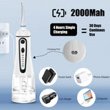 Cordless Water Flosser for Teeth Rechargeable - FZCOK 7 Clean Settings Oral Irrigator Dental Flosser for Braces Adults Teeth Cleaning Portable with Long Battery Life, Waterproof (White)