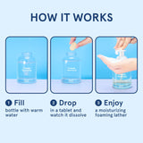 Foaming Hand Soap Refill Tablets Duo Kit - 2 Glass Foaming Dispenser + 12 Tablet Refills (96 fl oz total -12 x 8 fl oz) - Cleansing & Moisturizing - Compostable Packaging - Lemon Scent