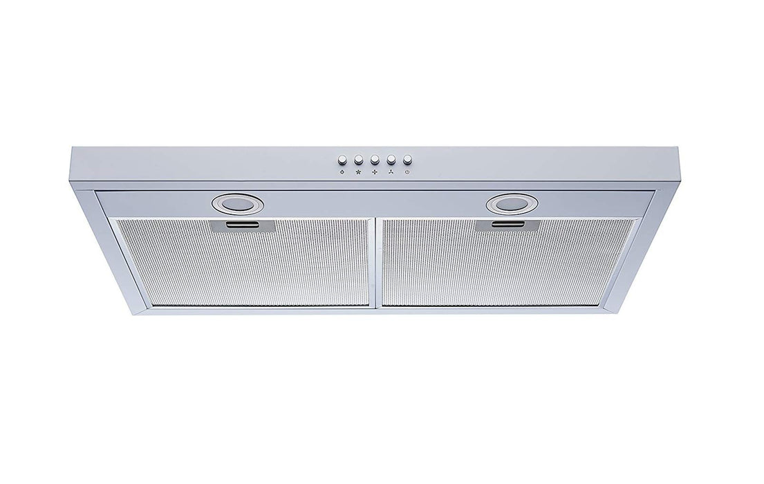 Winflo 30 In. Convertible Under Cabinet Range Hood in White with Mesh Filters and Push Buttons