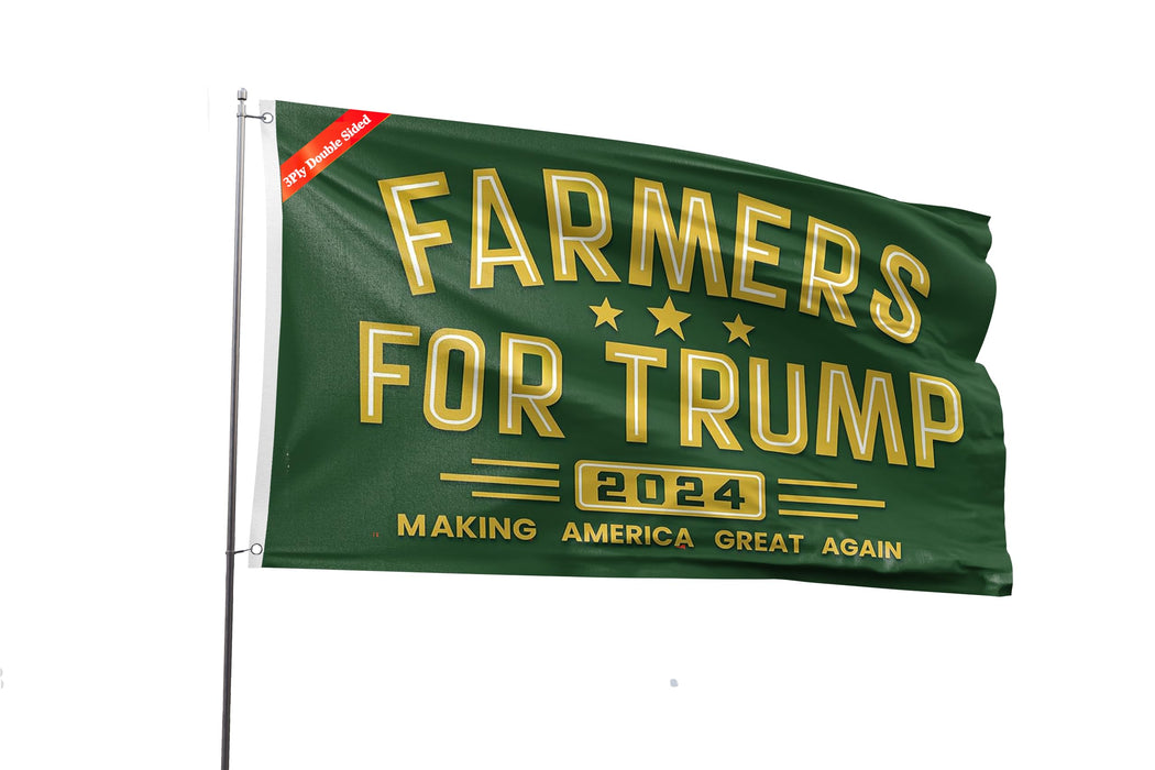 Double Sided Farmers For Trump Flag 2x3FT Trump 2024 Flag President Election Supporter Fans Patriotic MAGA Banner With 2 Brass Grommets Outdoor Indoor (Farmers C, 2x3ft-3ply)