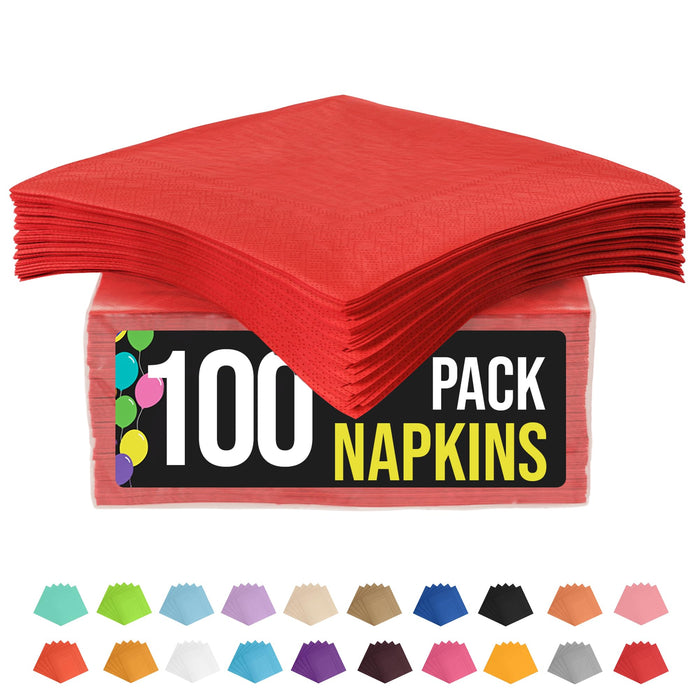 100 Pack Red Paper Napkins Disposable, 2 Ply Party Napkins, Red Disposable Napkins, Fun Napkins Everyday - Red Napkins Great As Luncheon Napkins Or Dinner Napkins Paper Exquisite