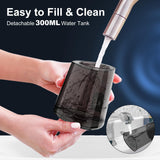 Water Dental Flosser Pick for Teeth: 4 Modes Cordless Portable Water Flossers Teeth Cleaner Rechargeable 300ML IPX7 Waterproof Oral Irrigator Flossing Cleaning Picks for Home Travel, Black