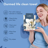 Ourmed Life Disposable Face Towel | 120 Count Lint-Free Biodegradable Towels | Face Clean Dry Makeup Remover Wipes | Super Soft & Thick for Sensitive Skin, Pack of 2