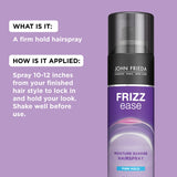 John Frieda Moisture Barrier, Anti Frizz, Frizz Ease Firm Hold Hairspray, Humidity Resistant Spray, for 24-hour Hold, 2 Oz Bottle (Pack of 12)