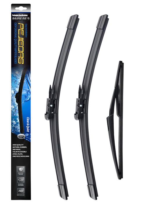 PEJIEDAS 3 x OEM Wiper Blades, Replacement Wiper Blades for Ford C-Max 2013-2018, (28“ & 26” Front Wipers + 12” Rear Wiper Blades)