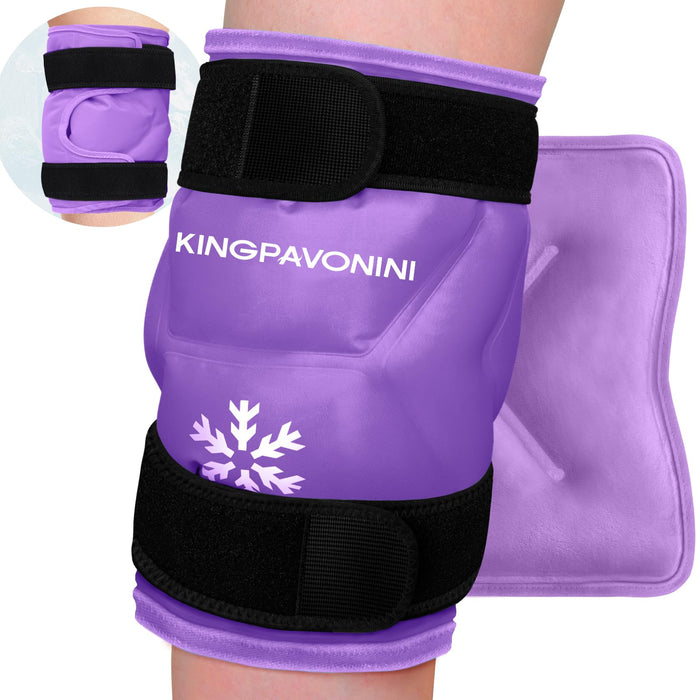 XXL Knee Ice Pack Wrap Around Entire Knee After Surgery, Reusable Gel Ice Pack for Knee Injuries, Large Ice Pack for Pain Relief, Swelling, Knee Surgery, Sports Injuries, 2 Pack (Purple)