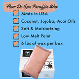 Paraffin Wax Refill for Hands and Feet | FLEUR DE SPA | Made in USA | With Acai, Coconut Oil, Jojoba, Aloe | Hydrates Dry Skin - At-Home Spa Experience