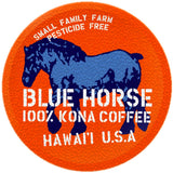 Blue Horse 100% Kona Coffee Pods- Medium Roast, 10ct Single Serve Pods - Compatible with K Cups 2.0 - Farm-fresh Kona Coffee Pods Arabica Beans from the Big Island of Hawaii