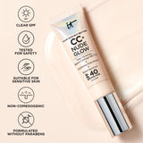 IT Cosmetics CC+ Nude Glow Lightweight Foundation + Glow Serum with SPF 40 - With Niacinamide, Hyaluronic Acid & Green Tea Extract - Neutral Medium - 1.08 fl oz