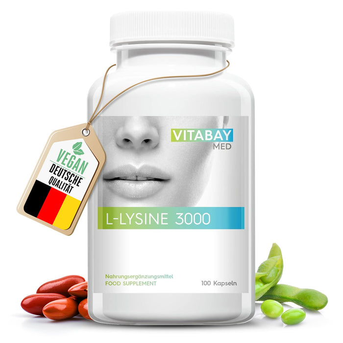 Vitabay L Lysin Kapseln Hochdosiert - 100 VEGAN & LABORGEPRÜFT Aminosäure L-Lysin Kapseln mit 2250mg L- Lysine L lysin Lysin Hochdosiert llysin L-Lysin hochdosiert L Lysine L-Lysine L- Lysin L -Lysin