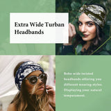 Tobeffect Wide Headbands for Women, 7'' Floral Printed Turban Headband Boho Hairband Twist Hair Accessories, 6 pack