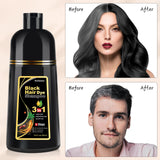 Bablabear MEIDU Black Hair Dye Shampoo, Semi-Permanent Gray Coverage for Women and Men, 3 in 1 with Natural Ingredients, Lasts 30 Days/500ml