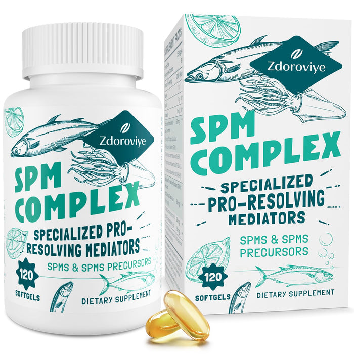 Zdoroviye Specialized Pro-Resolving Mediators and SPMs Precursors Complex, SPM Supplement for Balanced Immune Response, Brain, Tissue & Cellular - 120 Softgels