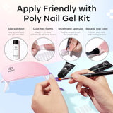 Modelones Poly Gel Nail Kit 60Pcs, 6 Colors Pastel Nude Blue Yellow Nail Extension Gel Kit with Nail Lamp Summer Bright Colorful Nails Manicure Decorations Nail Art Gifts