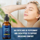 Eucalyptus, Peppermint Shower Steamer Spray 2 fl oz - Aromatherapy Shower Mist for Spa, Made from Pure and Natural Essential Oils, Refreshing Aroma for Clear Breathing, Enhances Mood - Nexon Botanics