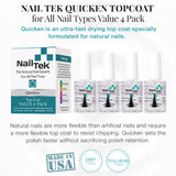 Nail Tek Quicken, Fast Drying Top Coat for All Nail Types, 0.5 oz, Value 4-Pack