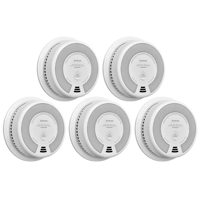 X-Sense 2-in-1 Smoke and Carbon Monoxide Detector Alarm (Not Hardwired), 10-Year Battery-Operated Dual Sensor Fire & CO Alarm, SC06, 5-Pack