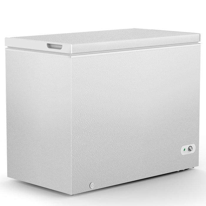 COWSAR Chest Freezer 10.0 Cubic Feet Freezer with 3 Removable Baskets, 7-Level Adjustable Temperature, Free Standing Top Open Door Deep Freezer, Compact, Front Drain, White