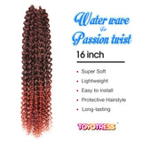 TOYOTRESS Passion Twist Hair - 16 Inch 6packs Ombre Orange Water Wave Crochet Braids Synthetic Braiding Hair Extensions (16 Inch 6Packs, T350)