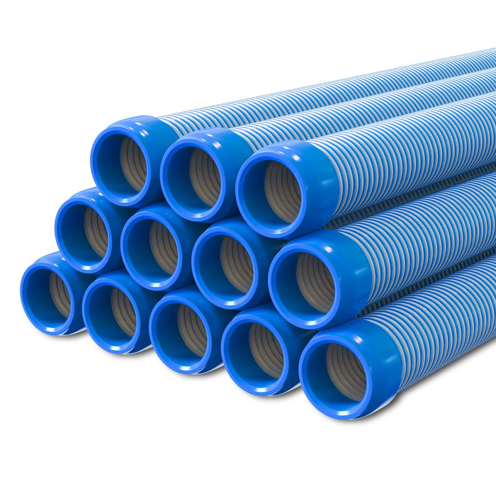 Poolvio Pool Vacuum Hose 40 Feet (12 x 40 Inch), 1.5 Inch Cuffs, Compatible with Most Inground Pool Automatic Cleaners, Blue