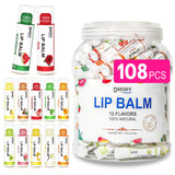 DMSKY Lip Balm Bulk 108 Pack, Lip Balm Hydrating with Vitamin E and Coconut Oil 12 Flavors, Lip Moisturizer Treatment - Party Favors Bulk Gift