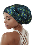 Sleeping Cap,Satin Silk Liner Long Hair Women Braids Soft Bamboo Viscose Blue Camo