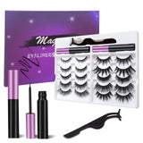 Magnetic Eyelashes and Eyeliner Kit, Reusable Magnetic Lashes with Eyeliner and Tweezers, 3D Natural Look False Eyelashes (10 PAIRS)