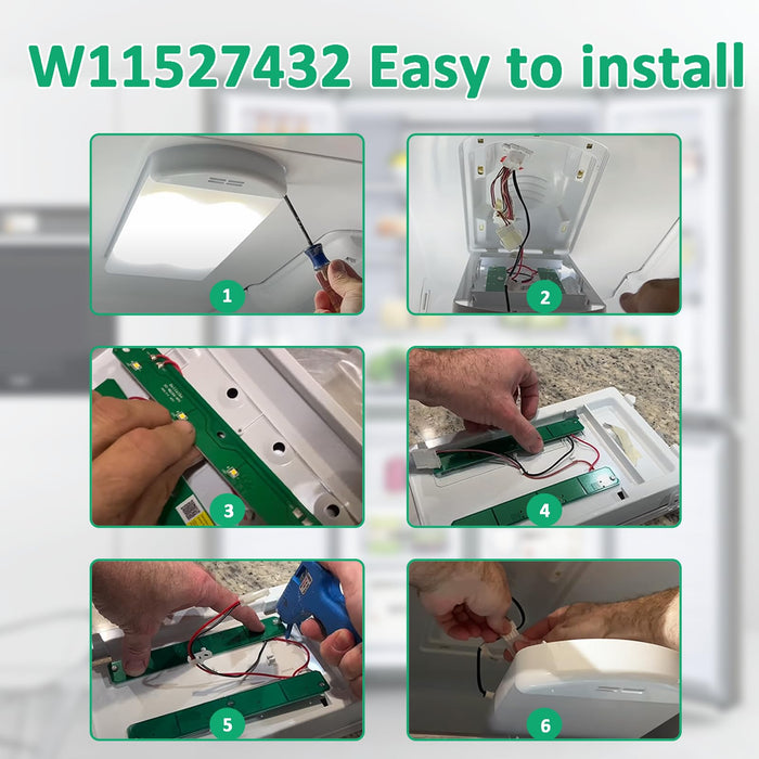 W11527432 W11387579 W11042554 Refrigerator LED Light Assembly for Whirlpool, Maytag & Amana Compatible WRX735SDHZ02 WRX735SDHZ03 WRX735SDHZ04 WRF555SDFZ11 WRX735SDHZ07 WRF555SDHW02 WRF555SDHV04