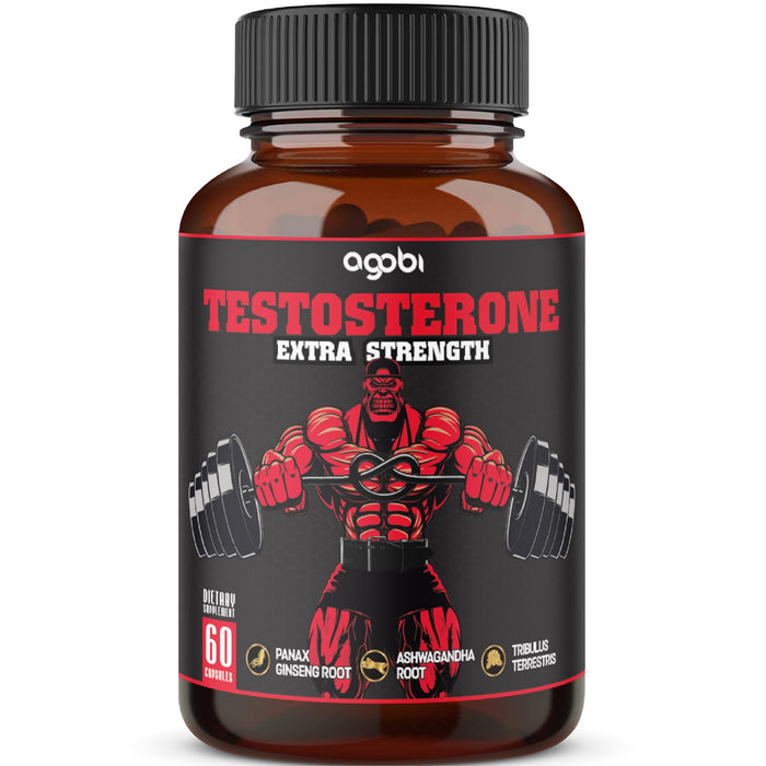 Testosterone Supplement for Men with Ashwagandha, Tribulus, Ginseng & More - 11 Herbs - Strength Support - 60 Vegan Capsules 1 Month Supply