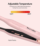 Terviiix 3/10" Small Flat Iron, Pencil Flat Iron for Short Hair, Pixie Cut and Bangs, Ceramic Mini Hair Straightener for Edges with LCD Display, Tiny Hair Straightener with Auto Shut Off, Light Pink