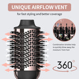 Upgraded 4 in 1 Hair Dryer and Styler Volumizer with Negative Ion Anti-frizz Ceramic Titanium Barrel Hot Air Brush Hair Straightener 75MM Oval Shape