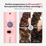 VODANA Professional GlamWave Ceramic Curling Iron, Long-Lasting Natural Curls, Instant Heat, Hair Curler, Curling Wand, Available in USA (1.4 inch, Pink)