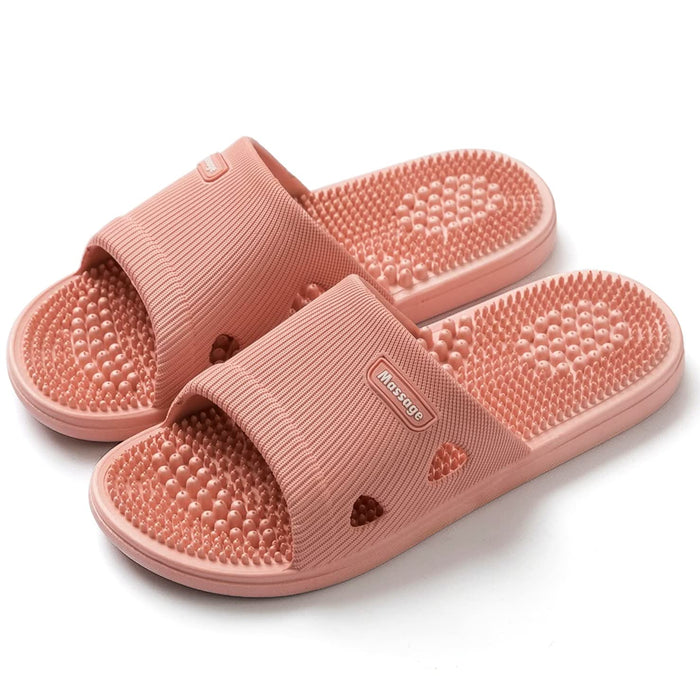 Acupressure Massage Slippers for Plantar Fasciitis for Women Acupuncture Slippers Arthritis Neuropathy Pain Relief Non-Slip Massage Sandals Women Stress Relief Gifts for Bath (US Women 6.5-7, Pink)
