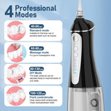 Water Dental flosser for Teeth Cleaning - Rechargeable Cordless Oral Irrigator 4 Modes 6 Tips IPX 7 Waterproof Portable Teeth Cleaner Pick for Home Trave