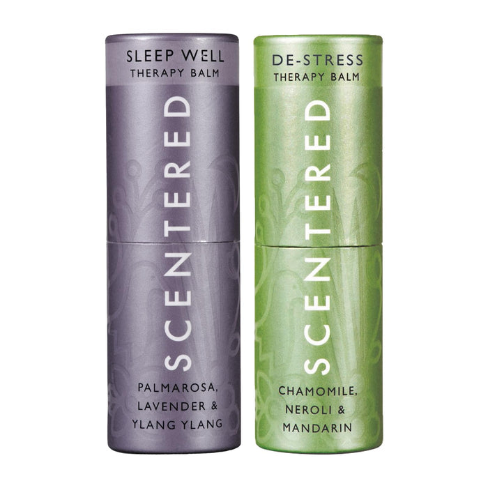 Scentered Sleep Well & DE-Stress Aromatherapy Essential Oils Balm Gift Set - for Restful Sleep & Relaxation - All-Natural Blends of Lavender, Ylang Ylang, Cedarwood, Chamomile