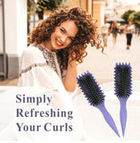 Curl Defining Brush, Curly Hair Brush Curl Brush for Curly Hair, Curl with Prongs Define Styling Brush, Shaping and Defining Curls For Women Men Less Pulling and Curl Separation (Purple)