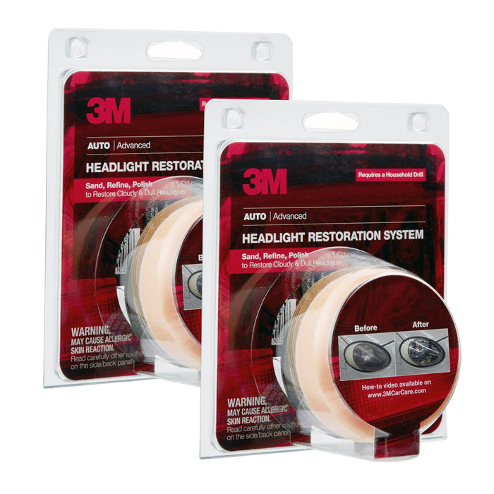 3M Headlight Lens Restoration System, 39008, 1 Kit, 2-Pack