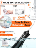 Cordless Water Flosser Teeth Cleaner, Dental Oral Irrigator Cleaning Cordless with Toothbrush, Tongue Scraper Travel Bag Waterproof 5 Jet Tips for Home Travel, (Black)