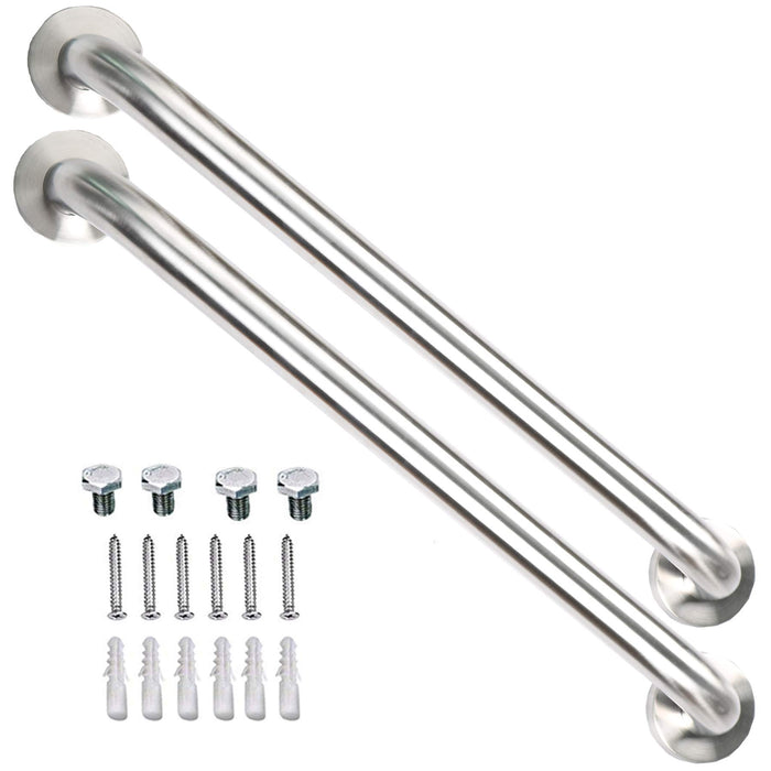 2 Pack 24 Inch Satin Brush Nickel Shower Grab Bar - 1.25" Diameter,ZUEXT Stainless Steel Bathroom Grab Bar, Bath Balance Bar,Safety Hand Rail Support, Handicap Injury Elderly Senior Assist Bath Handle