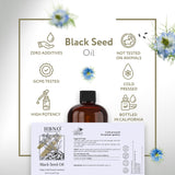 HBNO Organic Black Seed Oil - USDA Certified Organic Black Seed Oil (Nigella Sativa) Cold Pressed for Supplements - Huge 8 Oz (240ml) Value Size