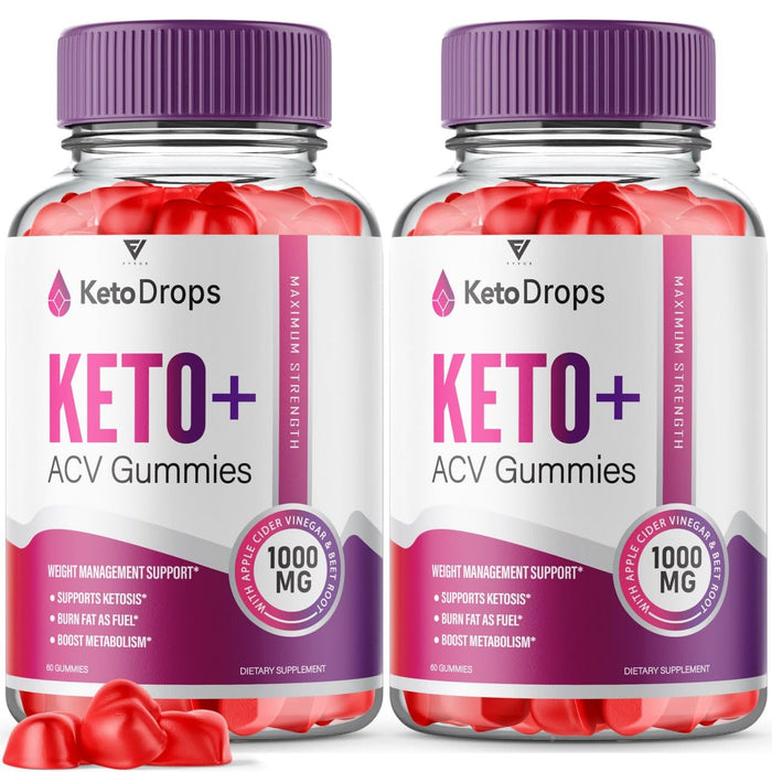 (2 Pack) Keto Drops ACV Gummies, Keto Drops Keto ACV Gummies Advanced Weight Loss 525 MG, Ketodrops Keto ACV Ketosis Apple Cider Vinegar Supplement Keto + ACV Beet Root (120 Gummies)