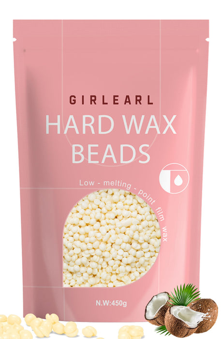 GIRLEARLE Hard Wax Beads, 1lb Wax Beans for Hair Removal, Hard Wax for Sensitive Skin at Home, Wax Refill Perfect for Eyebrow, Facial, Brazilian Bikini, Legs and Full Body for Women and Men (Cream)