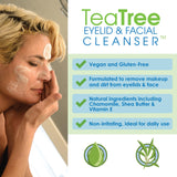 Eye Eco Gentle Formula Tea Tree Eyelid and Facial Cleanser – Non-Irritating, Foaming Face Cleanser with Tea Tree Oil, Chamomile & Shea Butter – Helps Skin Feel Clean and Healthy – 180mL