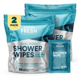 Super Fresh FunkBlock Shower Wipes - Large Body Wipes for Hygiene, Camping Wipes, Gym & Travel. No Rinse Bathing Wipes with Aloe & Vitamin E. Unscented. Bag of (20) Individually Wrapped Wipes