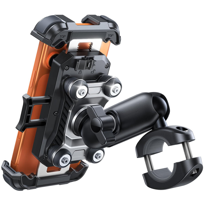 JOYROOM Motorcycle Phone Mount Holder - [Dual Vibration Dampener]150mph Anti-Shock Phone Holder for Motorcycle [Metal Extension Handlebar Clamp] Bicycle Bike Phone Holder Mount for 4.7-7" Cell Phones