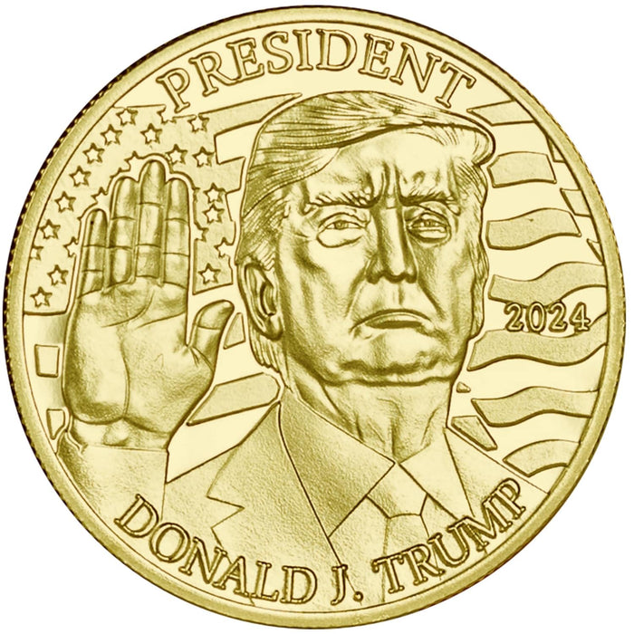 Generic President Prison 2024 Election Commemorative Pro-Trump Coin Set, Features Victorious President Trump w/Biden in Prison, Layered in Pure 24-Karat Gold, Double-Sided Display & Certificate