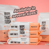 MightyGood. Wipe That Tush Flushable Wipes - 6 packs of 150 Wipes - 600 Total Wipes - Hypoallergenic & Fragrance-Free Wipes with Aloe - Flushable Tested & Septic-Safe